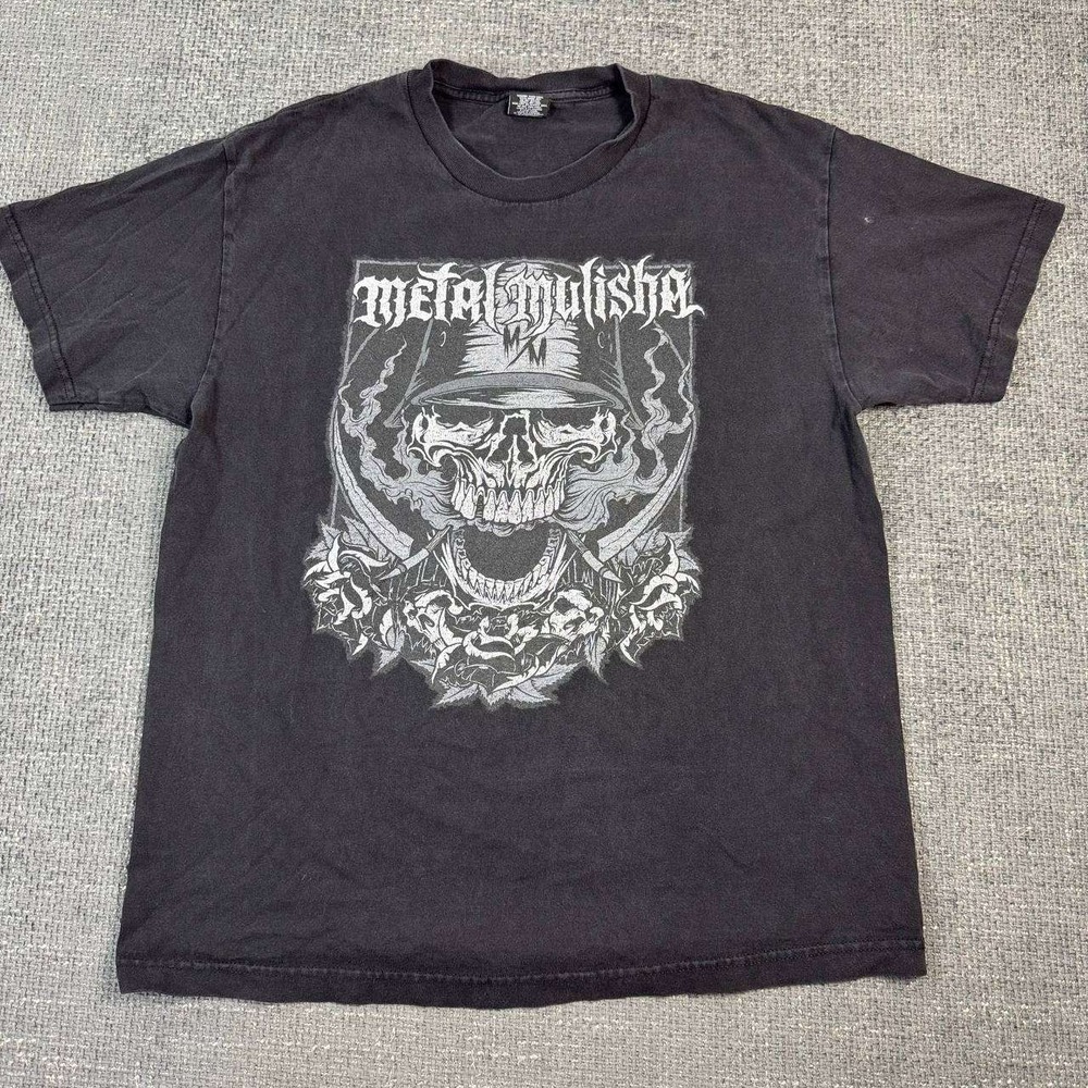 Metal Mulisha Graphic T-Shirt Mens Large Black Skull Roses Y2K Motocross Tee